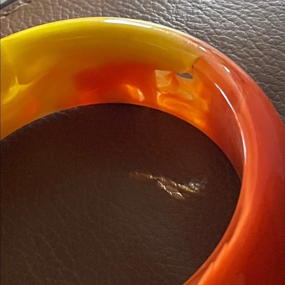 Vintage lucite large bold Vibrant Orange and Yellow Bangle